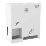 Nierdzewny dozownik na tampony i podpaski, białe malowanie proszkowe