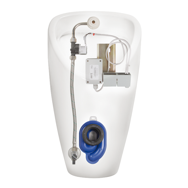 Urinal Golem with a radar flushing unit and integrated power supply, 230V AC
